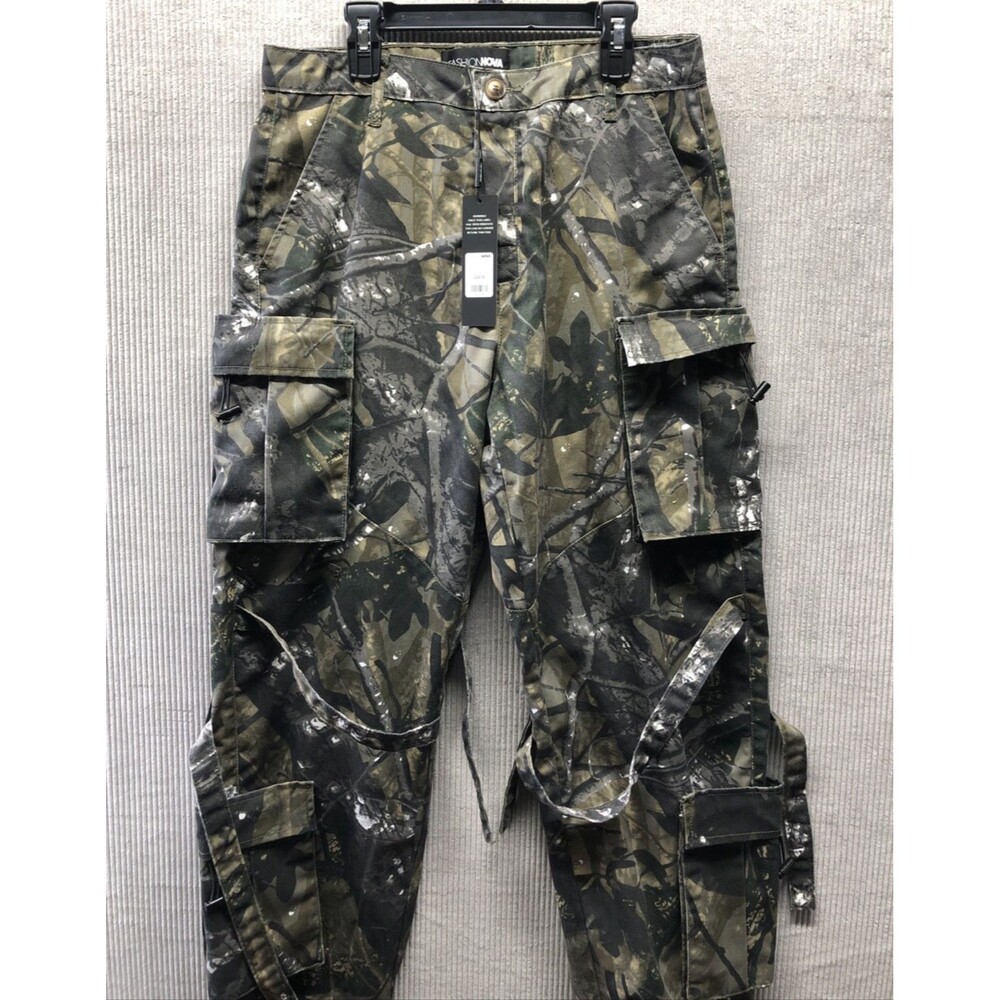 Fashion Nova Level You Up Jogger Pants Women’s M Olive Tree Camo Cargo Streetwea - Picture 2 of 16